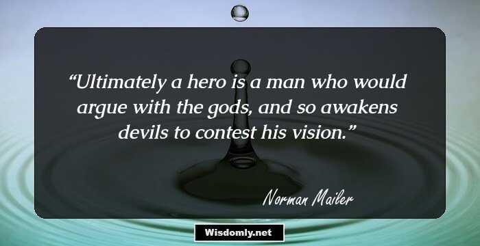 Ultimately a hero is a man who would argue with the gods, and so awakens devils to contest his vision.