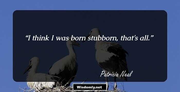 I think I was born stubborn, that's all.