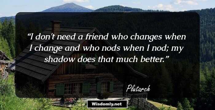 I don't need a friend who changes when I change and who nods when I nod; my shadow does that much better.