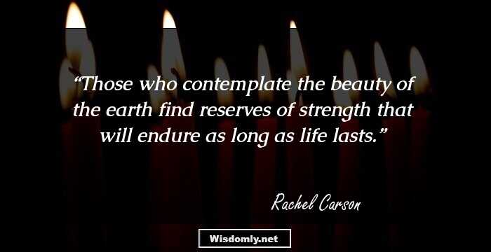 Those who contemplate the beauty of the earth find reserves of strength that will endure as long as life lasts.