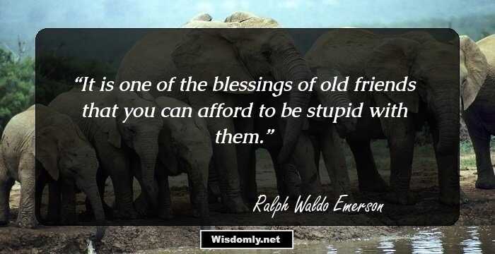 It is one of the blessings of old friends that you can afford to be stupid with them.