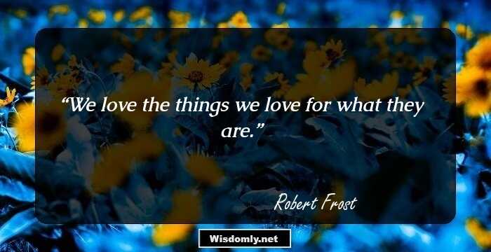 We love the things we love for what they are.