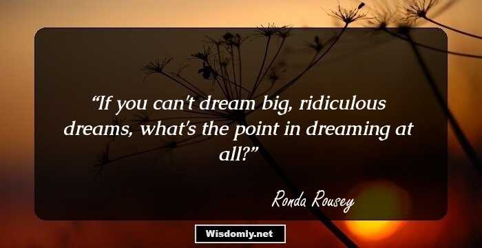 If you can't dream big, ridiculous dreams, what's the point in dreaming at all?