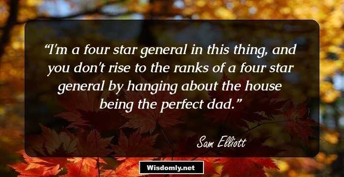 I'm a four star general in this thing, and you don't rise to the ranks of a four star general by hanging about the house being the perfect dad.