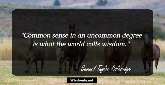 Common sense in an uncommon degree is what the world calls wisdom.