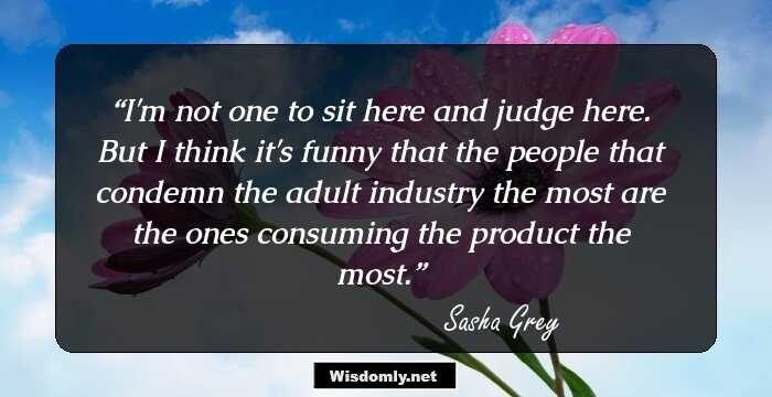 I'm not one to sit here and judge here. But I think it's funny that the people that condemn the adult industry the most are the ones consuming the product the most.