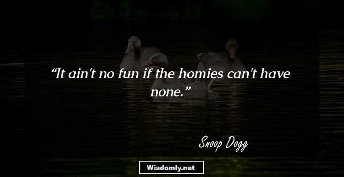 It ain't no fun if the homies can't have none.