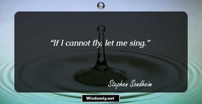 If I cannot fly, let me sing.