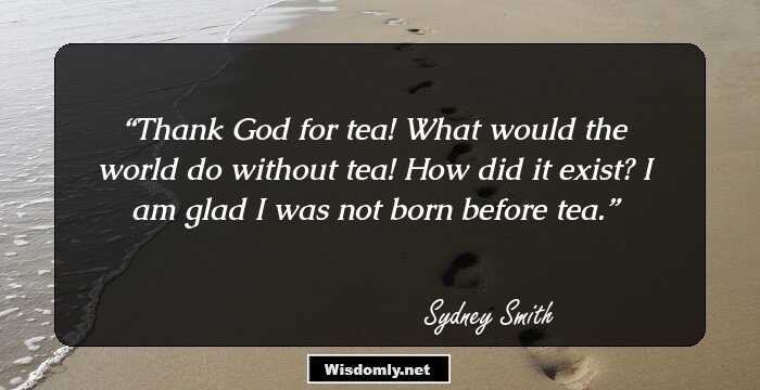 Thank God for tea! What would the world do without tea! How did it exist? I am glad I was not born before tea.