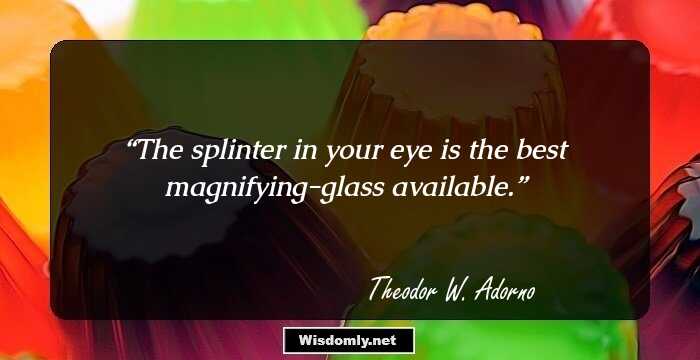 The splinter in your eye is the best magnifying-glass available.