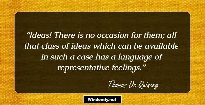 Ideas! There is no occasion for them; all that class of ideas which can be available in such a case has a language of representative feelings.