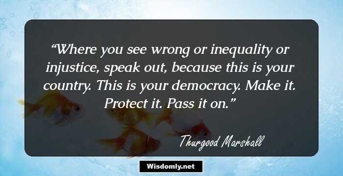 Where you see wrong or inequality or injustice, speak out, because this is your country. This is your democracy. Make it. Protect it. Pass it on.