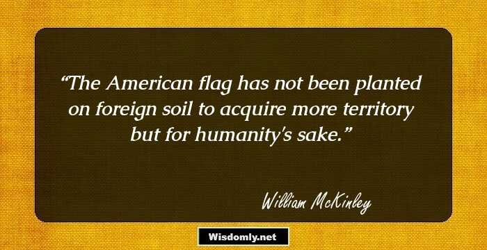 The American flag has not been planted on foreign soil to acquire more territory but for humanity's sake.