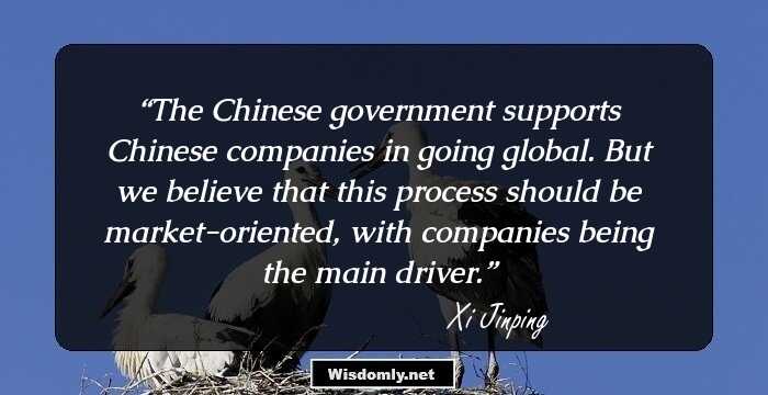 The Chinese government supports Chinese companies in going global. But we believe that this process should be market-oriented, with companies being the main driver.