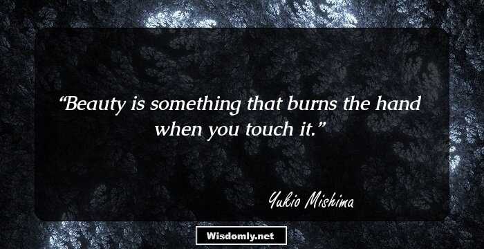 Beauty is something that burns the hand when you touch it.